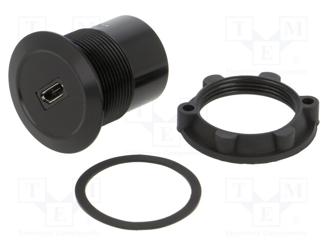 Adapter; for panel mounting,rear side nut; USB 2.0; Thread: M22