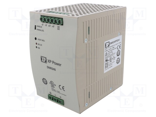 AC/DC DIN Rail Power Supply (PSU), ITE, 1 Output, 240 W, 24 VDC, 10 A