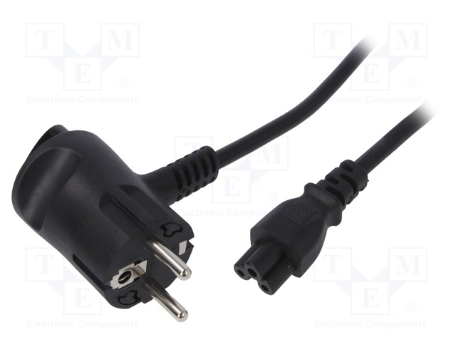 Cable; CEE 7/7 (E/F) plug angled,IEC C5 female; 1.5m; Tinen