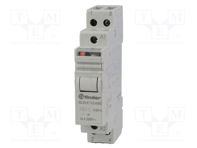 Relay: installation; bistable; NC + NO; Ucoil: 110VDC; 16A; IP20