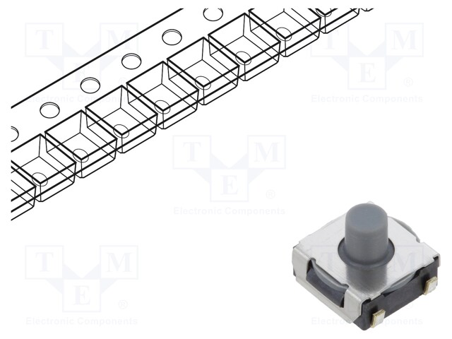 Microswitch TACT; SPST-NO; Pos: 2; 0.05A/24VDC; SMT; none; 1.96N