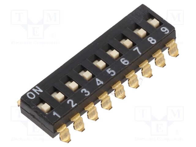 Switch: DIP-SWITCH; Poles number: 9; OFF-ON; 0.025A/24VDC; Pos: 2/9