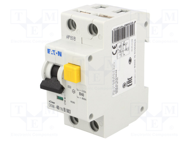RCBO breaker; Inom:40A; Ires:30mA; Max surge current:250A; 230V