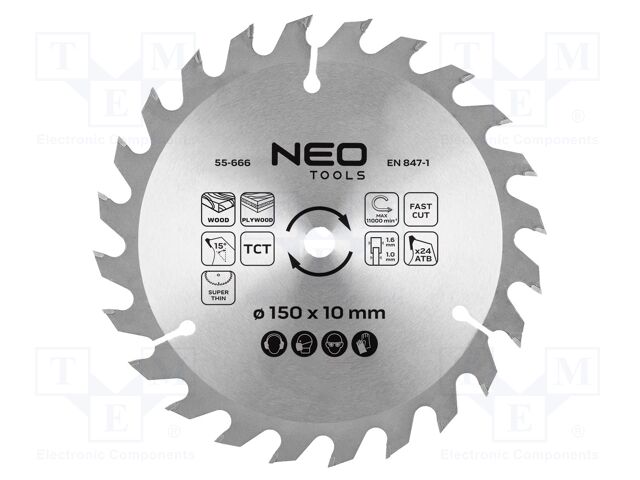 Circular saw; Ø: 150mm; Teeth: 24; cemented carbide; Øhole: 10mm