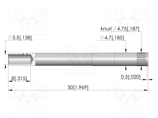 Test probe socket; silver plated; KS-617; 50mm; test needles