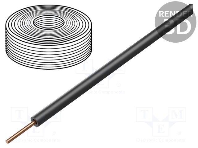 Wire; H07V-U; 1.5mm2; wire; Cu; PVC; black; 450V,750V; CPR: Eca