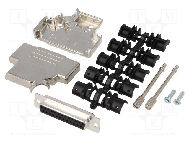 D-Sub; PIN: 25; plug; female; soldering; for cable; black