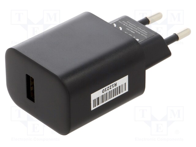 Power supply: switched-mode; 5VDC; 3A; Out: USB; 15W; Plug: EU