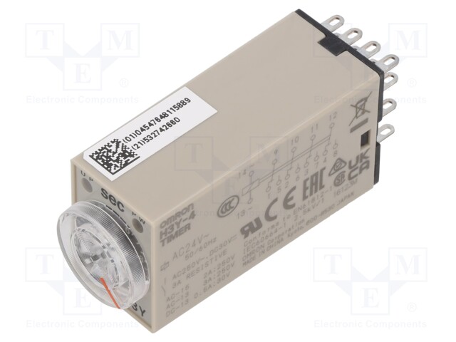 Timer; 0,5÷10s; 4PDT; 250VAC/3A; Usup: 24VAC; socket; -10÷50°C; IP40