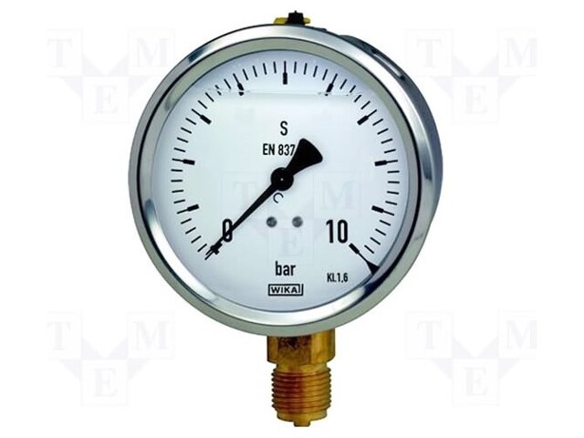Manometer; 0÷10 bar; Class: 1,6; 63mm; Thread: M12; Pitch: 1,5