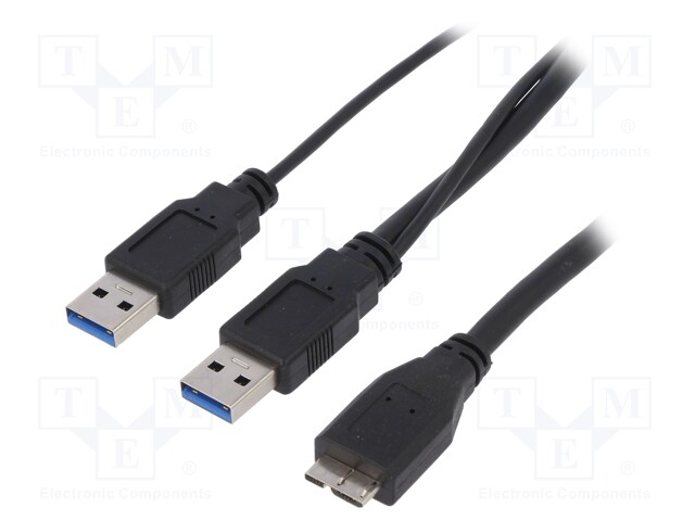 Cable; USB 3.0; USB A socket,USB A plug x2; nickel plated; 600mm