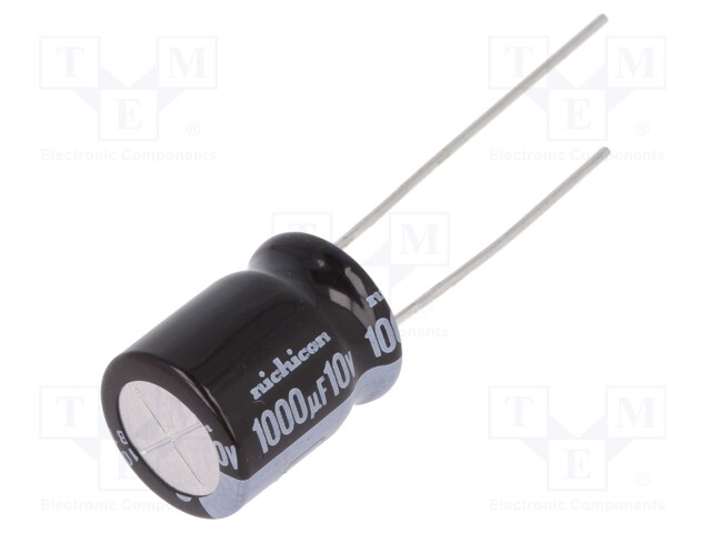Capacitor: electrolytic; THT; 1000uF; 10VDC; Ø10x12.5mm; Pitch: 5mm