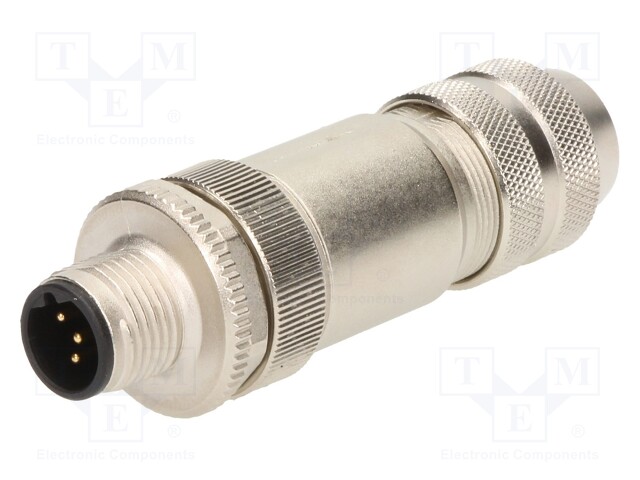Plug; M12; PIN: 4; male; D code-Ethernet; for cable; IP67; straight