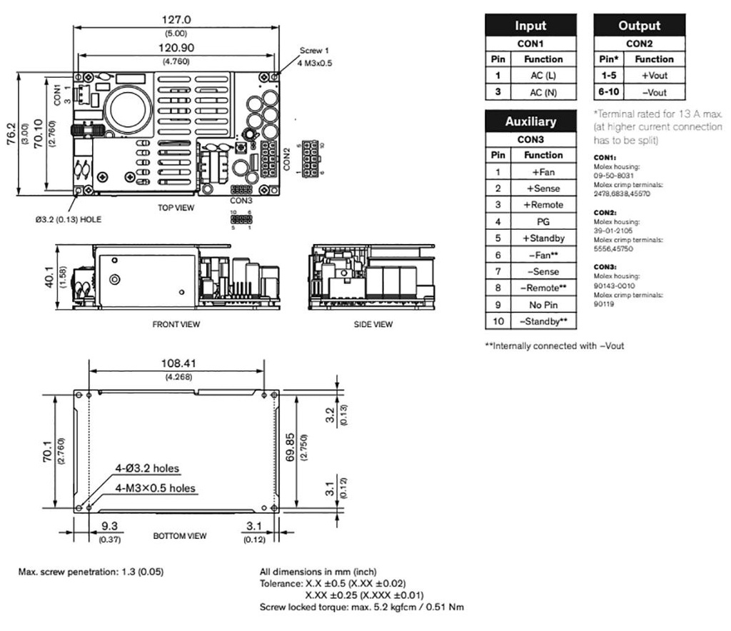 Power supply: switched-mode; modular; 450W; 12VDC; 37.5A; OUT: 1