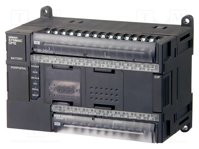 PLC Programmer, CP1E Series, 24 Inputs, 16 Outputs, 100 to 240 VAC