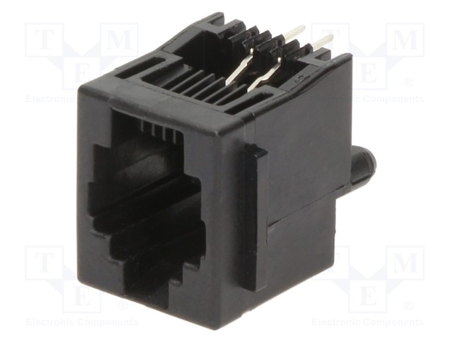 Socket; RJ14; PIN: 4; with panel stop blockade; Layout: 6p4c; THT