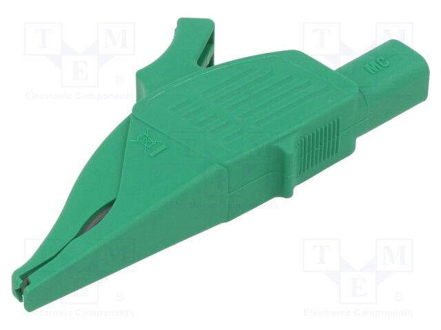 Crocodile clip; 19A; green; Grip capac: max.39.5mm