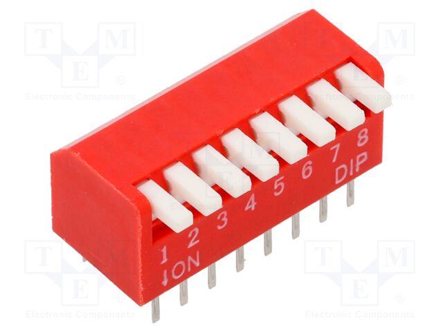 Switch: DIP-SWITCH; Poles number: 8; OFF-ON; 0.025A/24VDC; Pos: 2/8