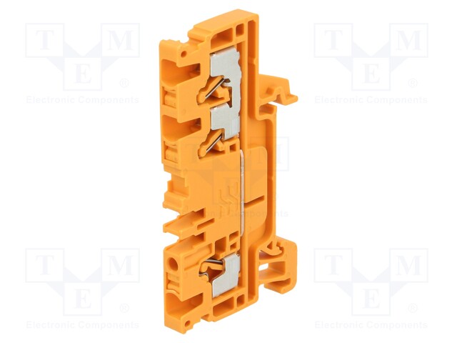 Splice terminal: rail; 2.5mm2; ways: 1; terminals: 3; orange; wemid