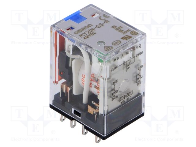 Relay: electromagnetic; DPDT; Ucoil: 48VDC; Icontacts max: 10A