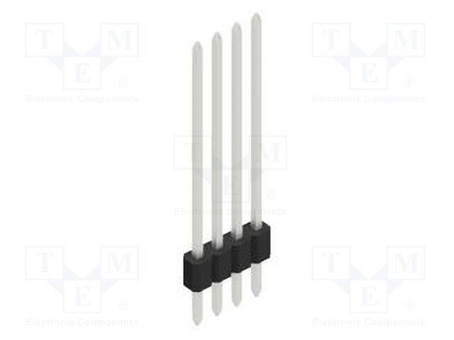 Connector: pin strips; pin header; male; PIN: 4; 1.27mm; THT; 1x4