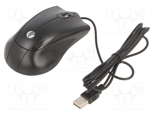 Optical mouse; black; USB; wired; No.of butt: 3; 1.8m
