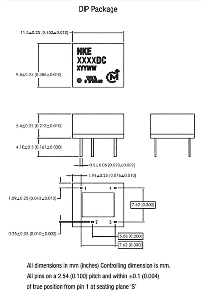 Converter: DC/DC; 1W; Uin: 2.97÷3.63V; Uout: 5VDC; Iout: 200mA; DIP