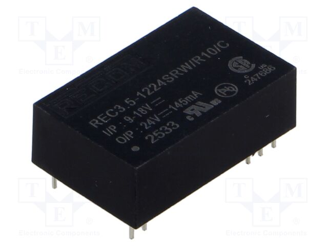 Converter: DC/DC; 3.5W; Uin: 9÷18V; Uout: 24VDC; Iout: 145mA; DIP24