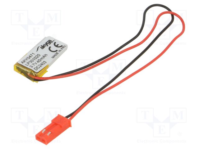 Re-battery: Li-Po; 3.7V; 40mAh; cables,JST SYP-02T-1 socket