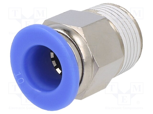 Push-in fitting; straight; -0.95÷15bar; nickel plated brass