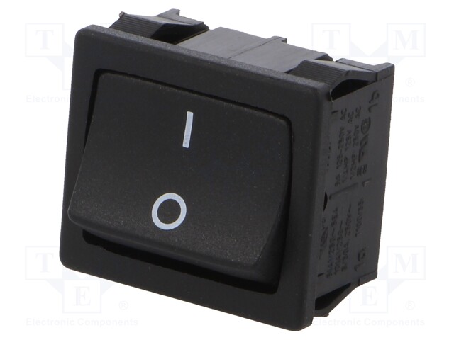 ROCKER; DPST; Pos: 2; OFF-ON; 6A/250VAC; black; IP40; none; 100mΩ