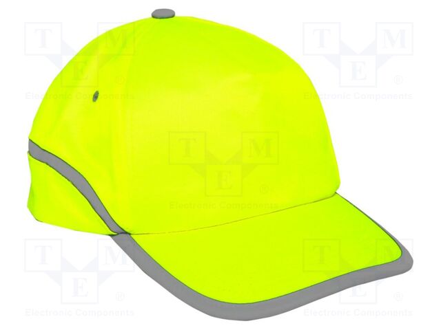 High-visibility cap; adjustable; yellow; cotton,polyester