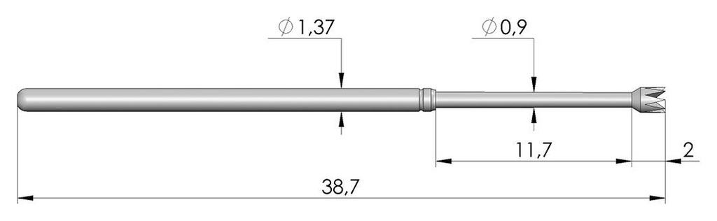 Test needle; Operational spring compression: 9.3mm; 3A; Ø: 1.5mm