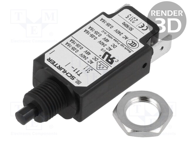 Circuit breaker; Urated: 240VAC; 48VDC; 1.2A; SPST; Poles: 1; screw
