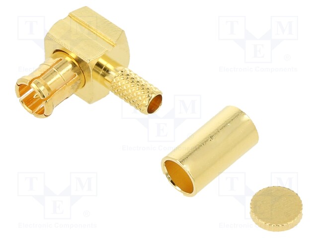 Plug; MCX; male; angled 90°; 75Ω; soldering,crimped; for cable