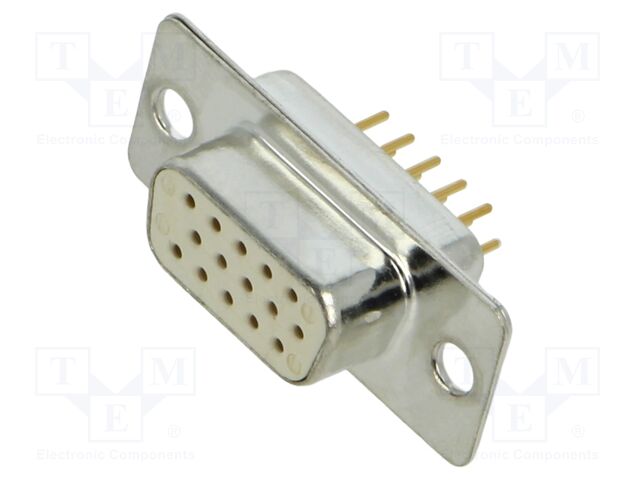 Connector: D-Sub HD; PIN: 15; socket; female; on PCBs; straight; THT