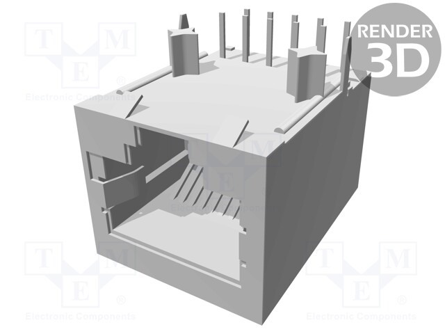 Socket; RJ50; PIN: 10; Cat: 3; shielded; Layout: 10p10c; THT; on PCBs