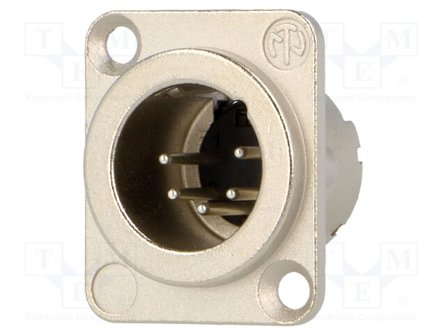 Socket; XLR; male; PIN: 5; flange (2 holes),for panel mounting