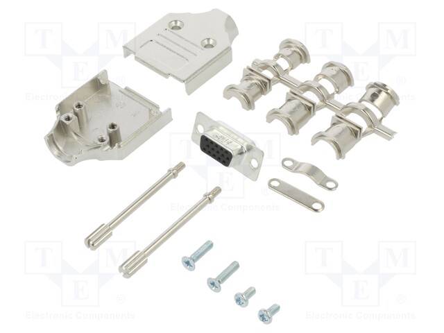 D-Sub HD; PIN: 15; female; shielded; straight; soldering; for cable