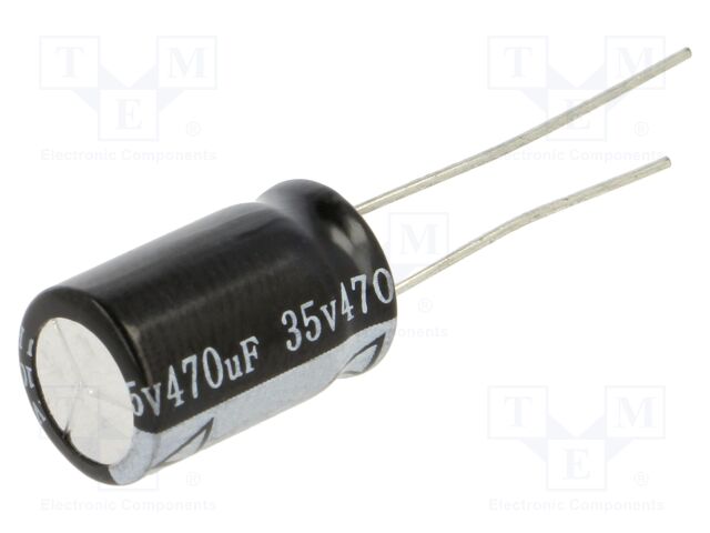 Capacitor: electrolytic; THT; 470uF; 35VDC; Ø10x16mm; ±20%; 1526mA