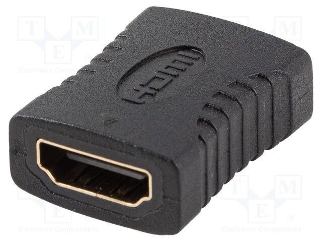 Adapter; HDMI socket,both sides; HDMI 2.0; black; PVC