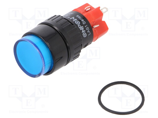 Switch: push-button; Pos: 2; SPDT; 3A/220VAC; 2A/24VDC; blue; blue