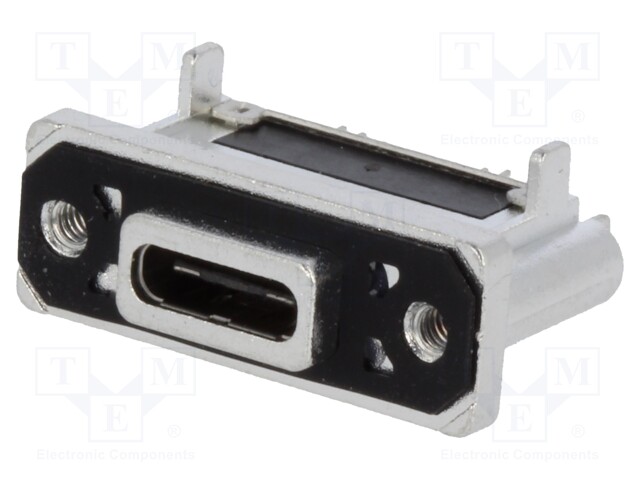 Socket; USB C; THT; straight; USB 3.1; IP67; gold-plated; 5A