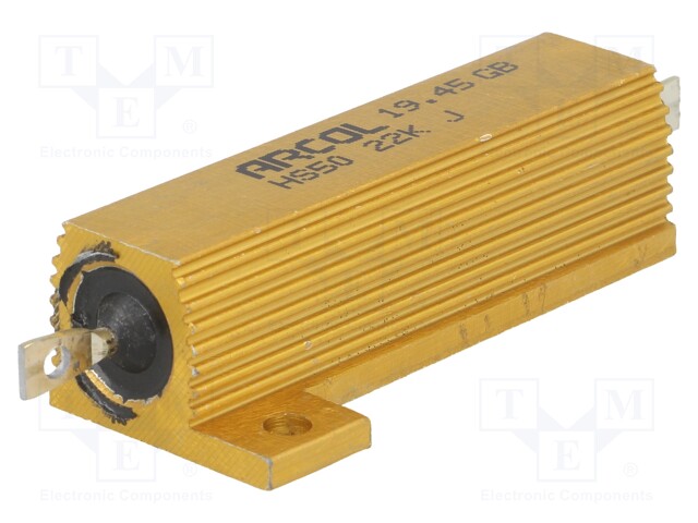 Resistor: wire-wound; with heatsink; screw; 22kΩ; 50W; ±5%