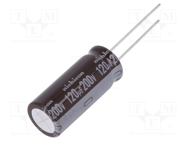 Capacitor: electrolytic; THT; 120uF; 200VDC; Ø12.5x31.5mm; ±20%