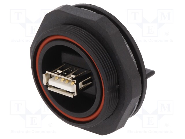 Socket; USB A; USB Buccaneer; for panel mounting,front side nut