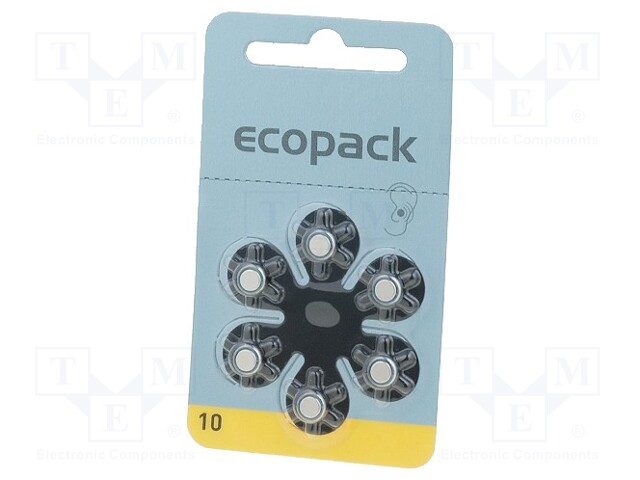 Battery: zinc air (ZnO2); 1.4V; AC10,R536,coin; Batt.no: 6; 85mAh