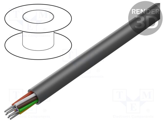 Wire; EcoCable Mini; 15x20AWG; unshielded; 300V; 30.5m; Cu; 100ft