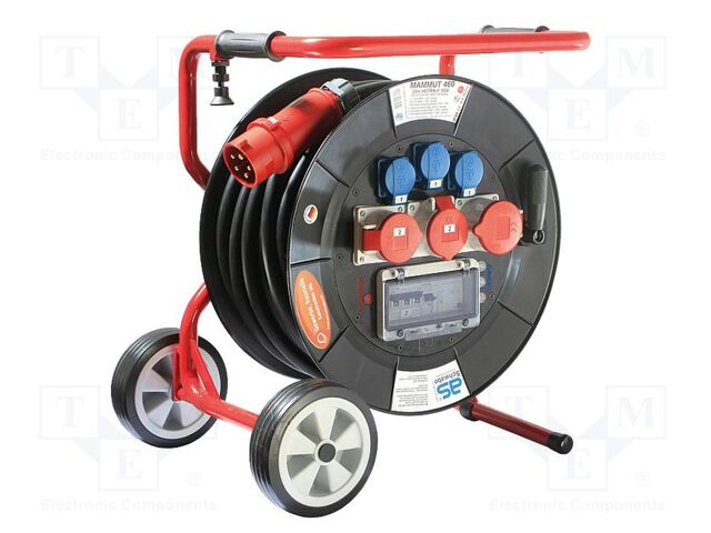 Extension lead; 5G6mm2; Sockets: 6; rubber; black; 30m; 32A; Mammut