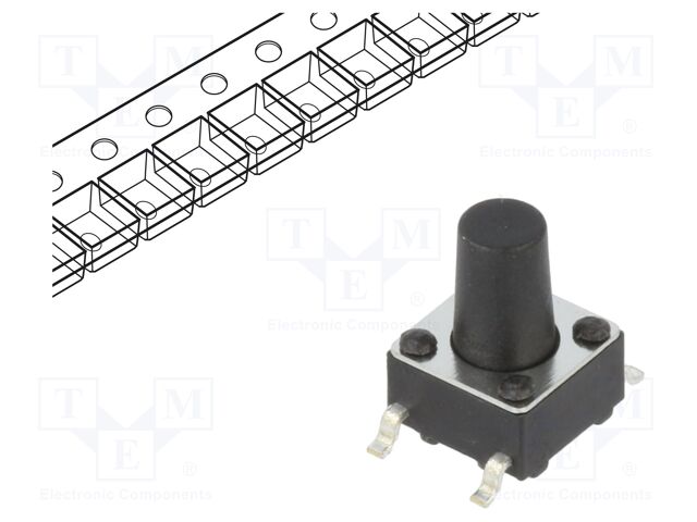 Microswitch TACT; SPST; Pos: 2; 0.05A/12VDC; SMT; 1.57N; 6x6x3.5mm